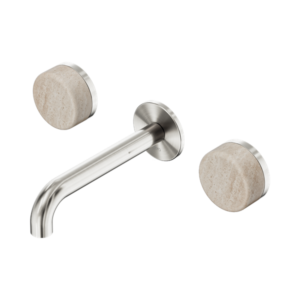 Nero Serenity Wall Basin Set 160mm Spout With Rome Travertine Handle Brushed Nickel - 24D037BN