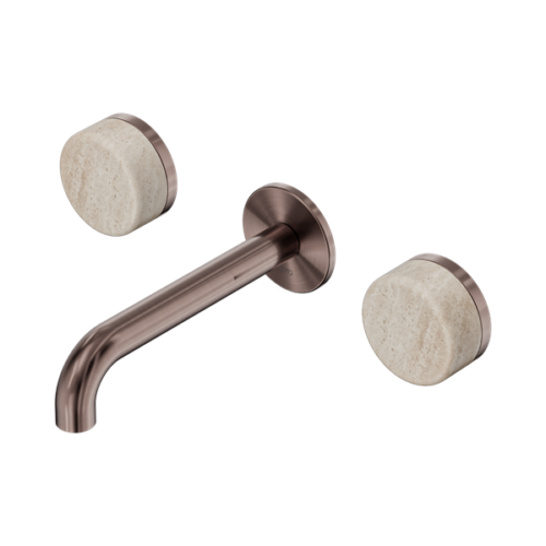 24D037BZ-Serenity-Wall-Basin-Set-160mm-Spout-With-Rome-Travertine-Handle-Brushed-Bronze-Thumb.png Nero Serenity Wall Basin Set 160mm Spout With Rome Travertine Handle Brushed Bronze - 24D037BZ