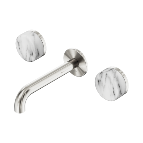 24D038BN-Serenity-Wall-Basin-Set-160mm-Spout-With-Arabescato-Corchia-Handle-Brushed-Nickel-Thumb.png Nero Serenity Wall Basin Set 160mm Spout With Arabescato Corchia Handle Brushed Nickel - 24D038BN