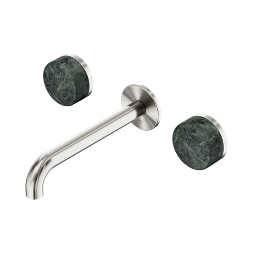 Nero Serenity Wall Basin Set 185mm Spout With Verde Alpi Handle Brushed Nickel - 24D042BN