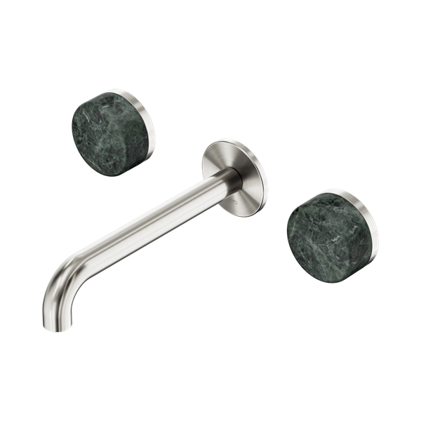 Nero Serenity Wall Basin Set 185mm Spout With Verde Alpi Handle Brushed Nickel - 24D042BN