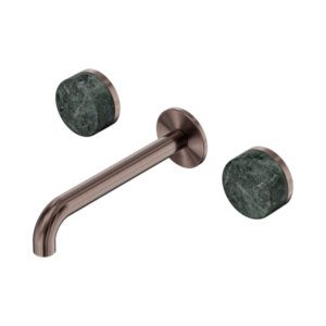 Nero Serenity Wall Basin Set 185mm Spout With Verde Alpi Handle Brushed Bronze - 24D042BZ