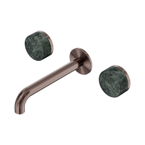 Nero Serenity Wall Basin Set 185mm Spout With Verde Alpi Handle Brushed Bronze - 24D042BZ