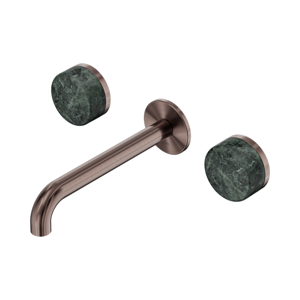 Nero Serenity Wall Basin Set 185mm Spout With Verde Alpi Handle Brushed Bronze - 24D042BZ