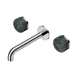 Nero Serenity Wall Basin Set 185mm Spout With Verde Alpi Handle Chrome - 24D042CH
