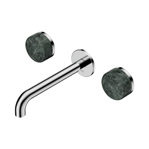 Nero Serenity Wall Basin Set 185mm Spout With Verde Alpi Handle Chrome - 24D042CH