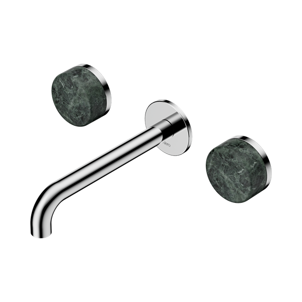 Nero Serenity Wall Basin Set 185mm Spout With Verde Alpi Handle Chrome - 24D042CH