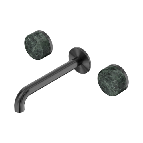 Nero Serenity Wall Basin Set 185mm Spout With Verde Alpi Handle Gun Metal - 24D042GM