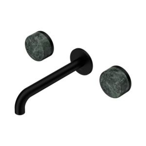 Nero Serenity Wall Basin Set 185mm Spout With Verde Alpi Handle Matte Black - 24D042MB
