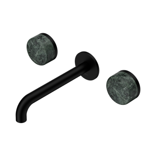 Nero Serenity Wall Basin Set 185mm Spout With Verde Alpi Handle Matte Black - 24D042MB