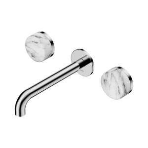 Nero Serenity Wall Basin Set 185mm Spout With Arabescato Corchia Handle Chrome - 24D044CH