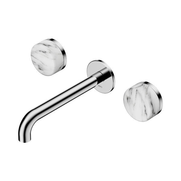 Nero Serenity Wall Basin Set 185mm Spout With Arabescato Corchia Handle Chrome - 24D044CH
