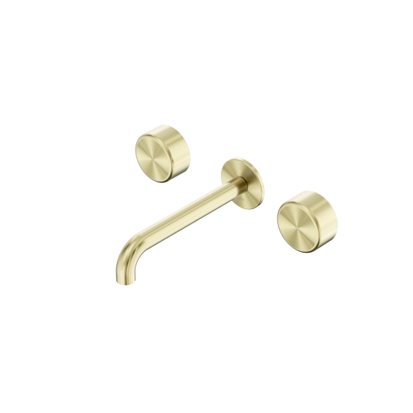 Nero Serenity Wall Basin Set 185mm Spout With Metal Handle Brushed Gold - 24D046BG