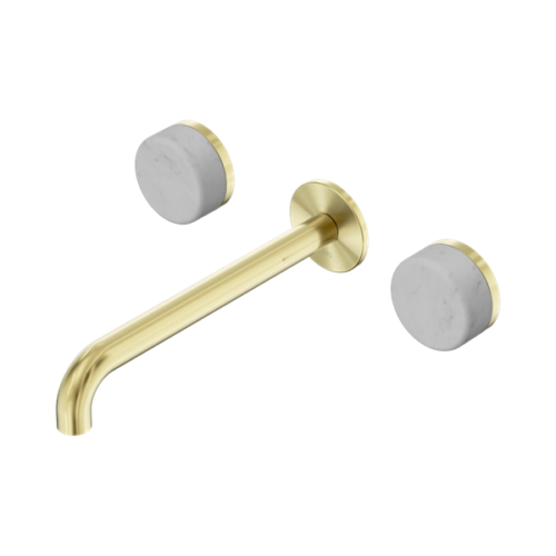 24D047BG-Serenity-Wall-Basin-Set-220mm-Spout-With-Carrara-Handle-Brushed-Gold-Thumb.png Nero Serenity Wall Basin Set 220mm Spout With Carrara Handle Brushed Gold - 24D047BG