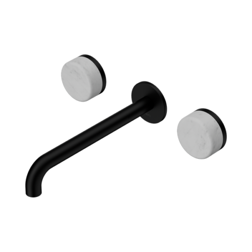 24D047MB-Serenity-Wall-Basin-Set-220mm-Spout-With-Carrara-Handle-Matte-Black-Thumb.png Nero Serenity Wall Basin Set 220mm Spout With Carrara Handle Matte Black - 24D047MB