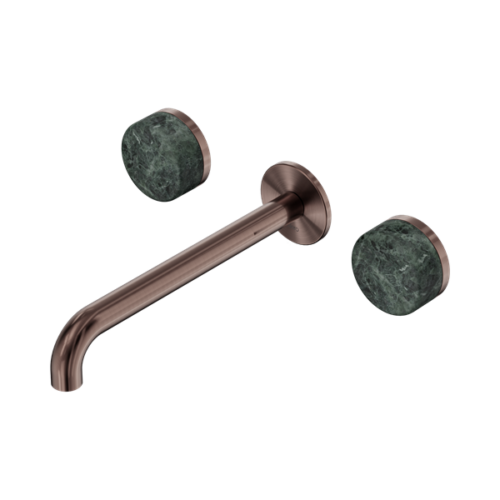 24D048BZ-Serenity-Wall-Basin-Set-220mm-Spout-With-Verde-Alpi-Handle-Brushed-Bronze-Thumb.png Nero Serenity Wall Basin Set 220mm Spout With Verde Alpi Handle Brushed Bronze - 24D048BZ