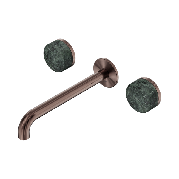 Nero Serenity Wall Basin Set 220mm Spout With Verde Alpi Handle Brushed Bronze - 24D048BZ