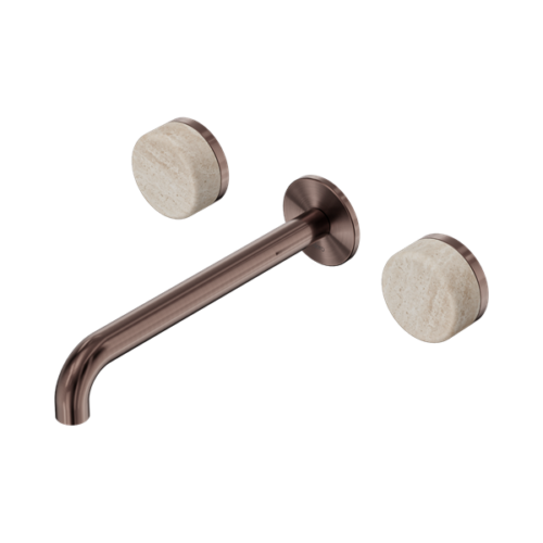 24D049BZ-Serenity-Wall-Basin-Set-220mm-Spout-With-Rome-Travertine-Handle-Brushed-Bronze-Thumb.png Nero Serenity Wall Basin Set 220mm Spout With Rome Travertine Handle Brushed Bronze - 24D049BZ