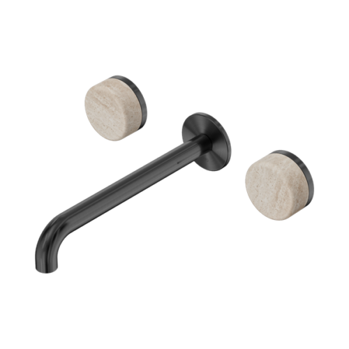 24D049GM-Serenity-Wall-Basin-Set-220mm-Spout-With-Rome-Travertine-Handle-Gun-Metal-Thumb.png Nero Serenity Wall Basin Set 220mm Spout With Rome Travertine Handle Gun Metal - 24D049GM