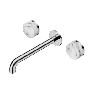 Nero Serenity Wall Basin Set 220mm Spout With Arabescato Corchia Handle Chrome - 24D050CH