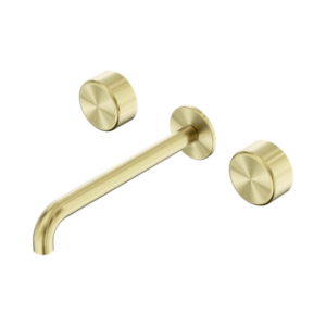Nero Serenity Wall Basin Set 220mm Spout With Metal Handle Brushed Gold - 24D052BG