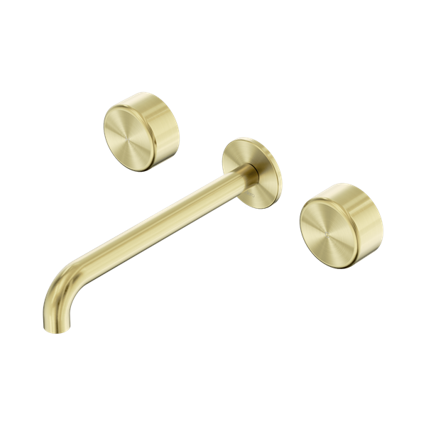 Nero Serenity Wall Basin Set 220mm Spout With Metal Handle Brushed Gold - 24D052BG