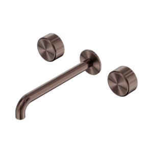 Nero Serenity Wall Basin Set 220mm Spout With Metal Handle Brushed Bronze - 24D052BZ