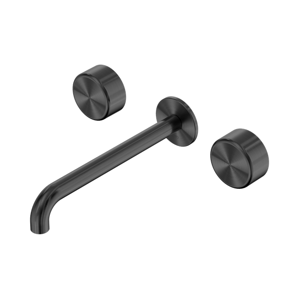Nero Serenity Wall Basin Set 220mm Spout With Metal Handle Gun Metal - 24D052GM