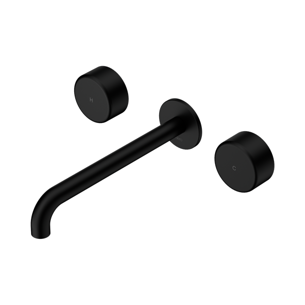 Nero Serenity Wall Basin Set 220mm Spout With Metal Handle Matte Black - 24D052MB
