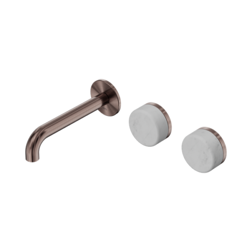 24D053BZ-Serenity-Wall-Basin-Set-160mm-Offset-Spout-With-Carrara-Handle-Brushed-Bronze-Thumb.png Nero Serenity Wall Basin Set 160mm Offset Spout With Carrara Handle Brushed Bronze - 24D053BZ
