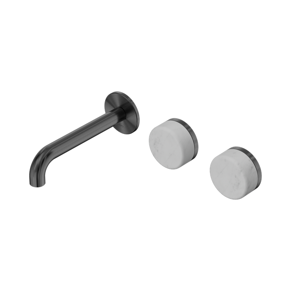 Nero Serenity Wall Basin Set 160mm Offset Spout With Carrara Handle Gun Metal - 24D053GM