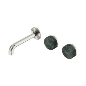 Nero Serenity Wall Basin Set 160mm Offset Spout With Verde Alpi Handle Brushed Nickel - 24D054BN