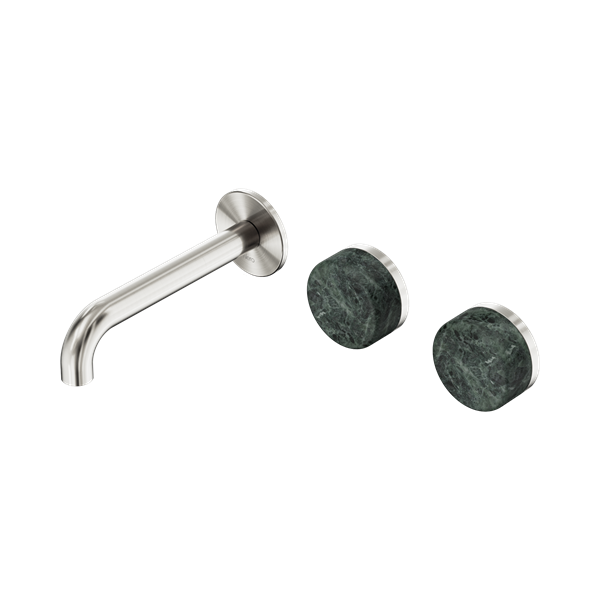 Nero Serenity Wall Basin Set 160mm Offset Spout With Verde Alpi Handle Brushed Nickel - 24D054BN