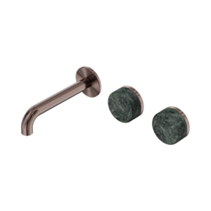 Nero Serenity Wall Basin Set 160mm Offset Spout With Verde Alpi Handle Brushed Bronze - 24D054BZ