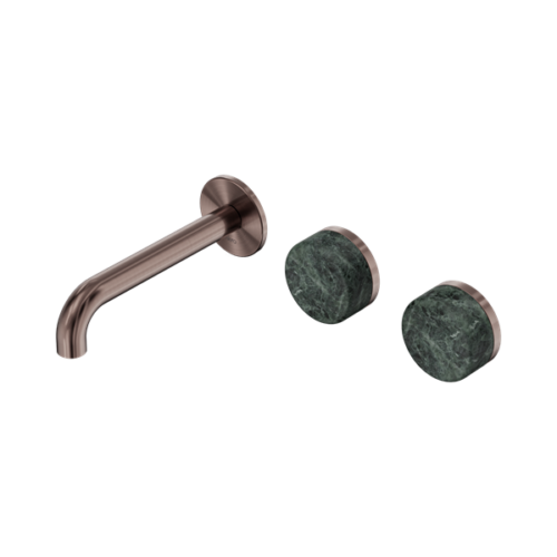 24D054BZ-Serenity-Wall-Basin-Set-160mm-Offset-Spout-With-Verde-Alpi-Handle-Brushed-Bronze-Thumb.png Nero Serenity Wall Basin Set 160mm Offset Spout With Verde Alpi Handle Brushed Bronze - 24D054BZ