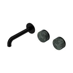 Nero Serenity Wall Basin Set 160mm Offset Spout With Verde Alpi Handle Matte Black - 24D054MB