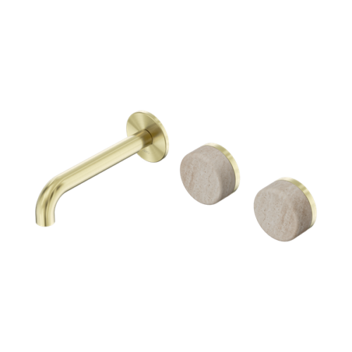 24D055BG-Serenity-Wall-Basin-Set-160mm-Offset-Spout-With-Rome-Travertine-Handle-Brushed-Gold-Thumb.png Nero Serenity Wall Basin Set 160mm Offset Spout With Rome Travertine Handle Brushed Gold - 24D055BG