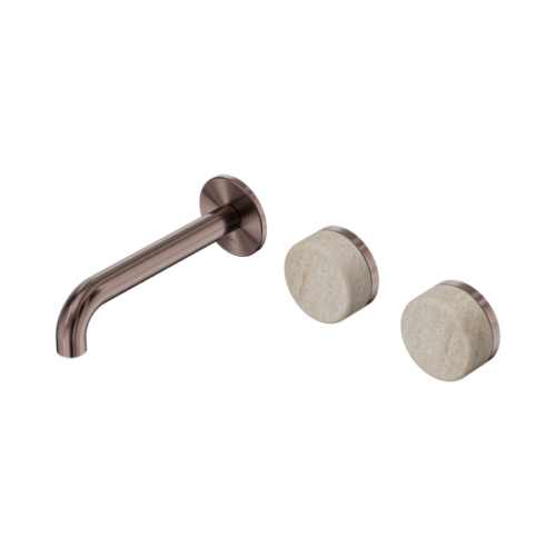 24D055BZ-Serenity-Wall-Basin-Set-160mm-Offset-Spout-With-Rome-Travertine-Handle-Brushed-Bronze-Thumb.png Nero Serenity Wall Basin Set 160mm Offset Spout With Rome Travertine Handle Brushed Bronze - 24D055BZ