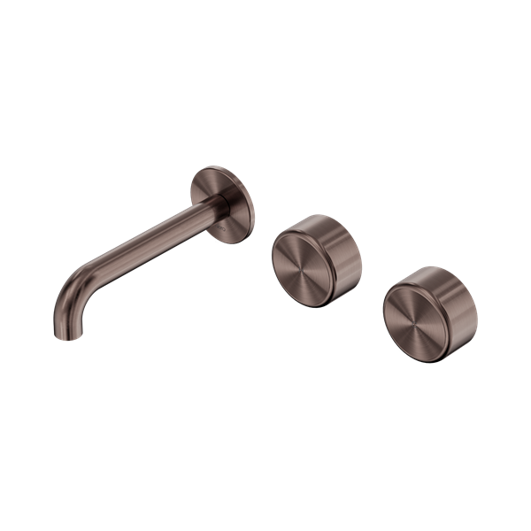 Nero Serenity Wall Basin Set 160mm Offset Spout With Metal Handle Brushed Bronze - 24D058BZ