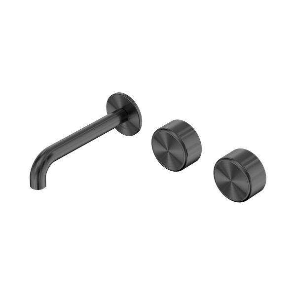 Nero Serenity Wall Basin Set 160mm Offset Spout With Metal Handle Gun Metal - 24D058GM