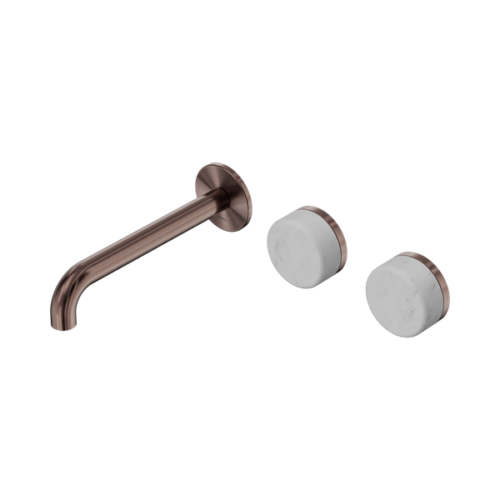 24D059BZ-Serenity-Wall-Basin-Set-185mm-Offset-Spout-With-Carrara-Handle-Brushed-Bronze-Thumb.png Nero Serenity Wall Basin Set 185mm Offset Spout With Carrara Handle Brushed Bronze - 24D059BZ