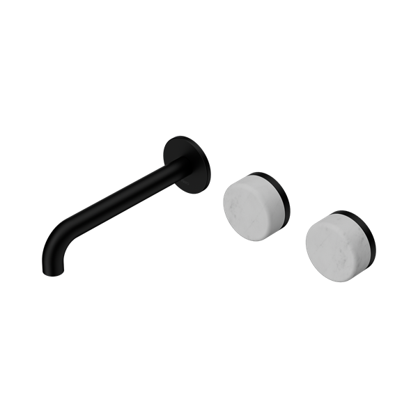 Nero Serenity Wall Basin Set 185mm Offset Spout With Carrara Handle Matte Black - 24D059MB