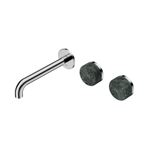 Nero Serenity Wall Basin Set 185mm Offset Spout With Verde Alpi Handle Chrome - 24D060CH