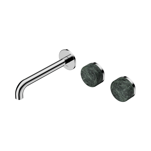 Nero Serenity Wall Basin Set 185mm Offset Spout With Verde Alpi Handle Chrome - 24D060CH