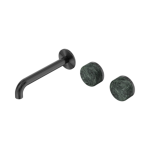 Nero Serenity Wall Basin Set 185mm Offset Spout With Verde Alpi Handle Gun Metal - 24D060GM