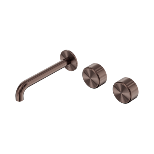 Nero Serenity Wall Basin Set 185mm Offset Spout With Metal Handle Brushed Bronze - 24D064BZ