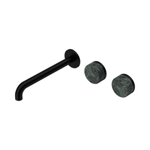 24D066MB-Serenity-Wall-Basin-Set-220mm-Offset-Spout-With-Verde-Alpi-Handle-Matte-Black-Thumb.png Nero Serenity Wall Basin Set 220mm Offset Spout With Verde Alpi Handle Matte Black - 24D066MB