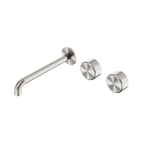 Nero Serenity Wall Basin Set 220mm Offset Spout With Metal Handle Brushed Nickel - 24D070BN