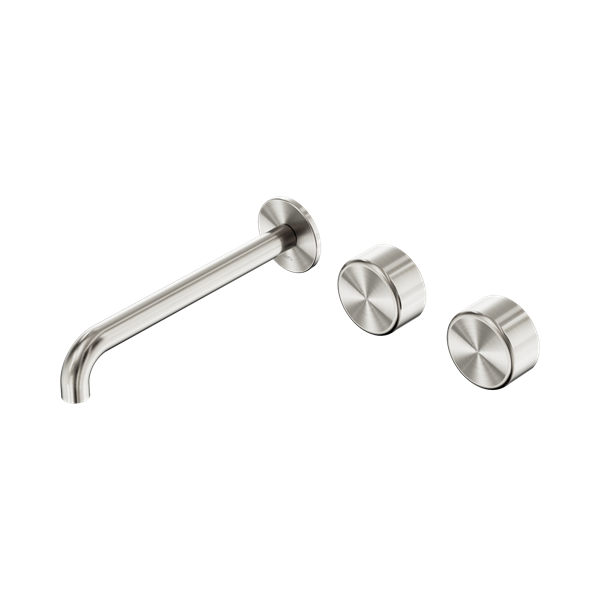 Nero Serenity Wall Basin Set 220mm Offset Spout With Metal Handle Brushed Nickel - 24D070BN