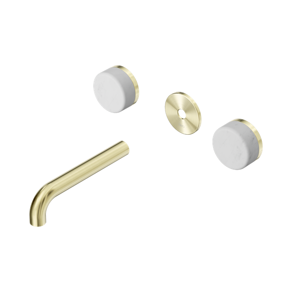 Nero Serenity Wall Basin Set 160mm Spout With Carrara Handle Trim Kit Only Brushed Gold - 24D074BG